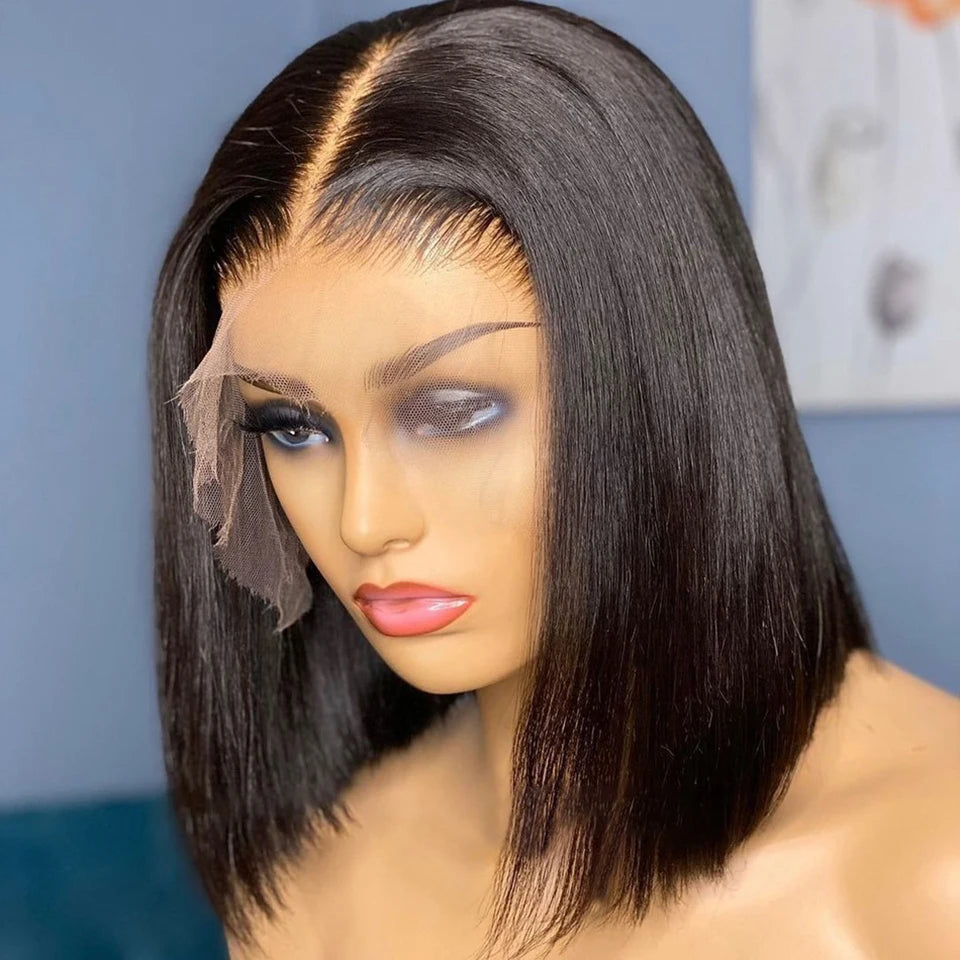 Perruque Bob Courte Lace HD 13x4 – Cheveux Naturels Brésiliens, Prête à Porter