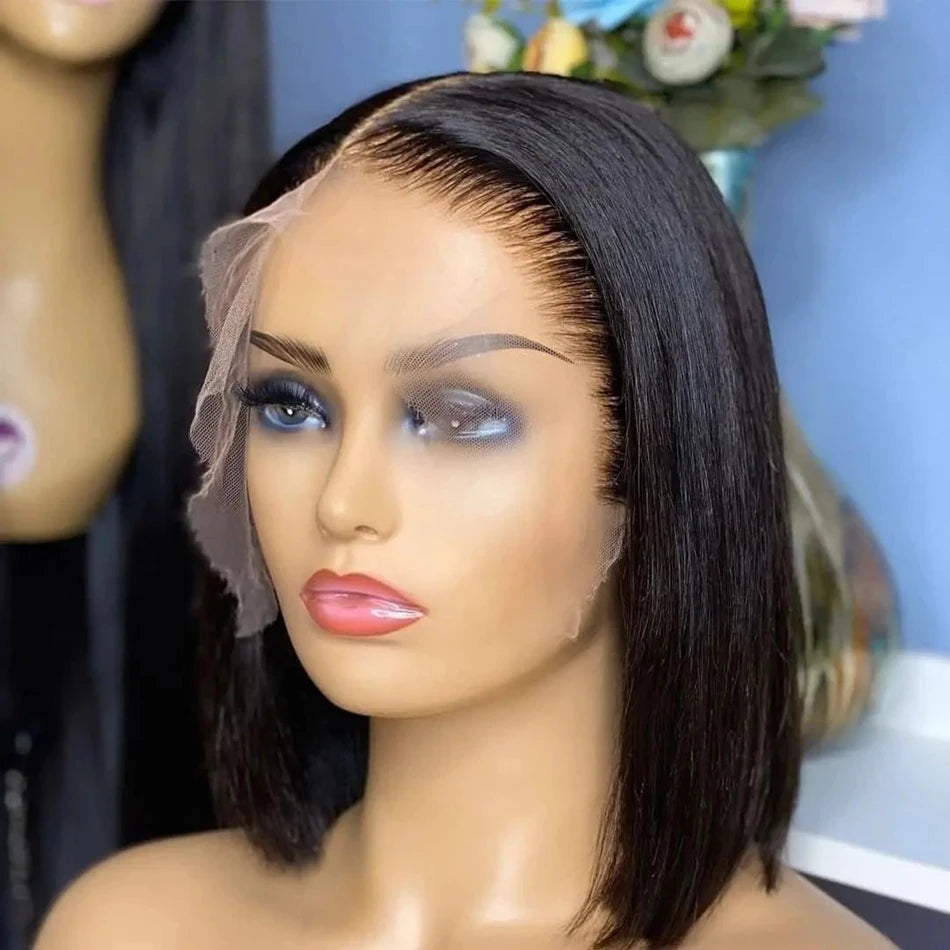 Perruque Bob Courte Lace HD 13x4 – Cheveux Naturels Brésiliens, Prête à Porter