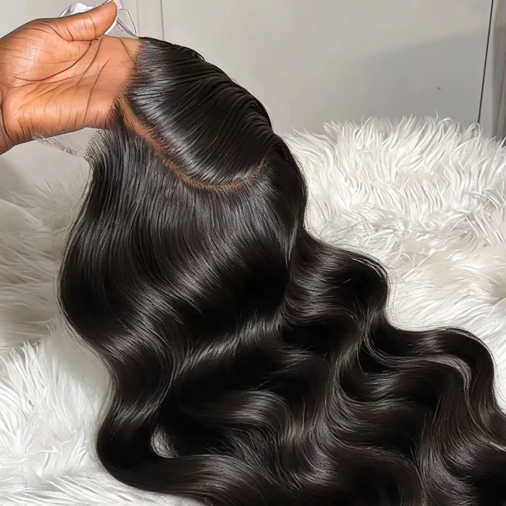 Body Wave 13x6 HD Transparent Lace Front Human Hair Wig 40 Inch Pre Plucked 250 Density 5x5 Glueless Lace Frontal Wigs for Women