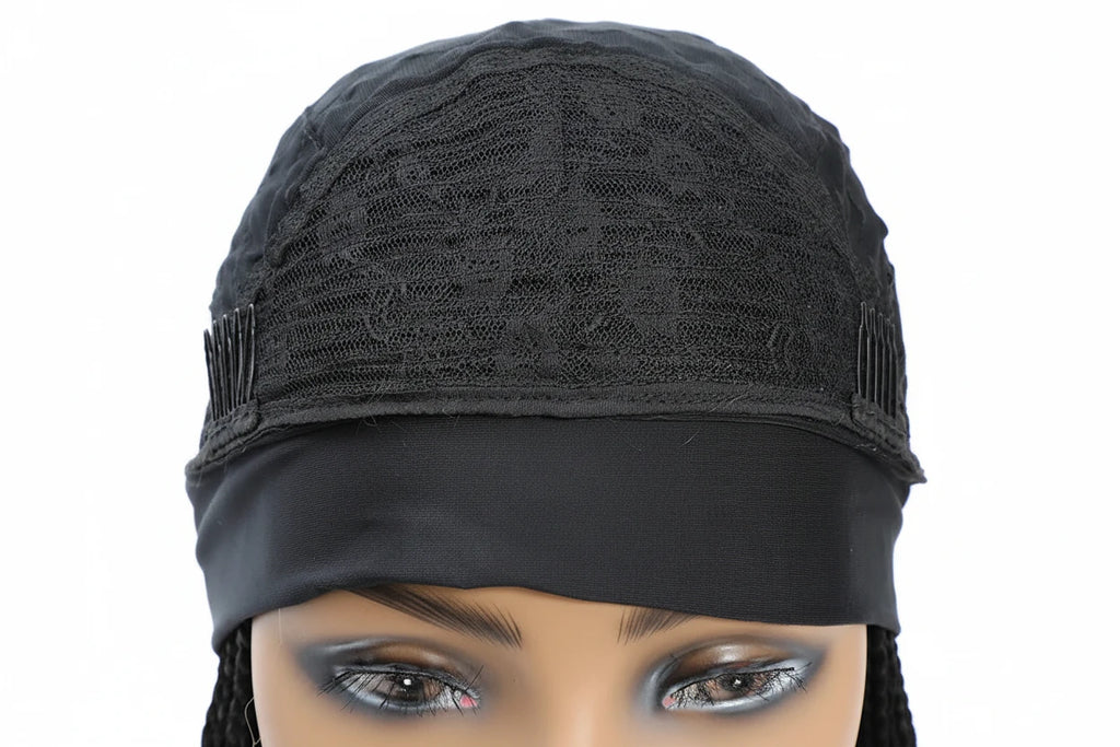 Perruque Tressée Box Braids avec Bandeau – Synthétique, Prête à Porter