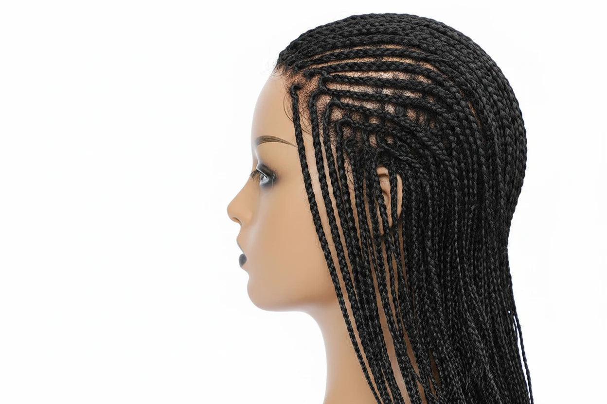 Perruque Tressée Box Braids avec Bandeau – Synthétique, Prête à Porter