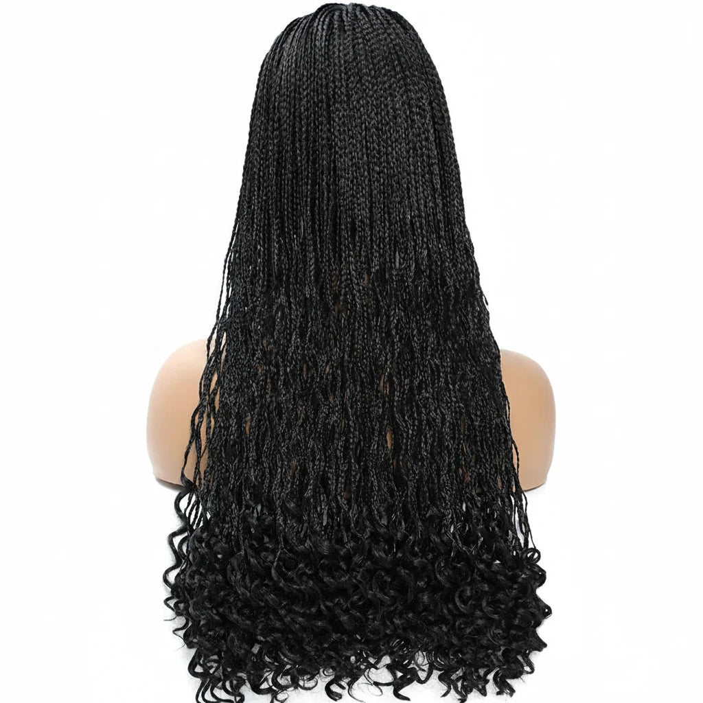 Perruque Tressée Box Braids avec Bandeau – Synthétique, Prête à Porter