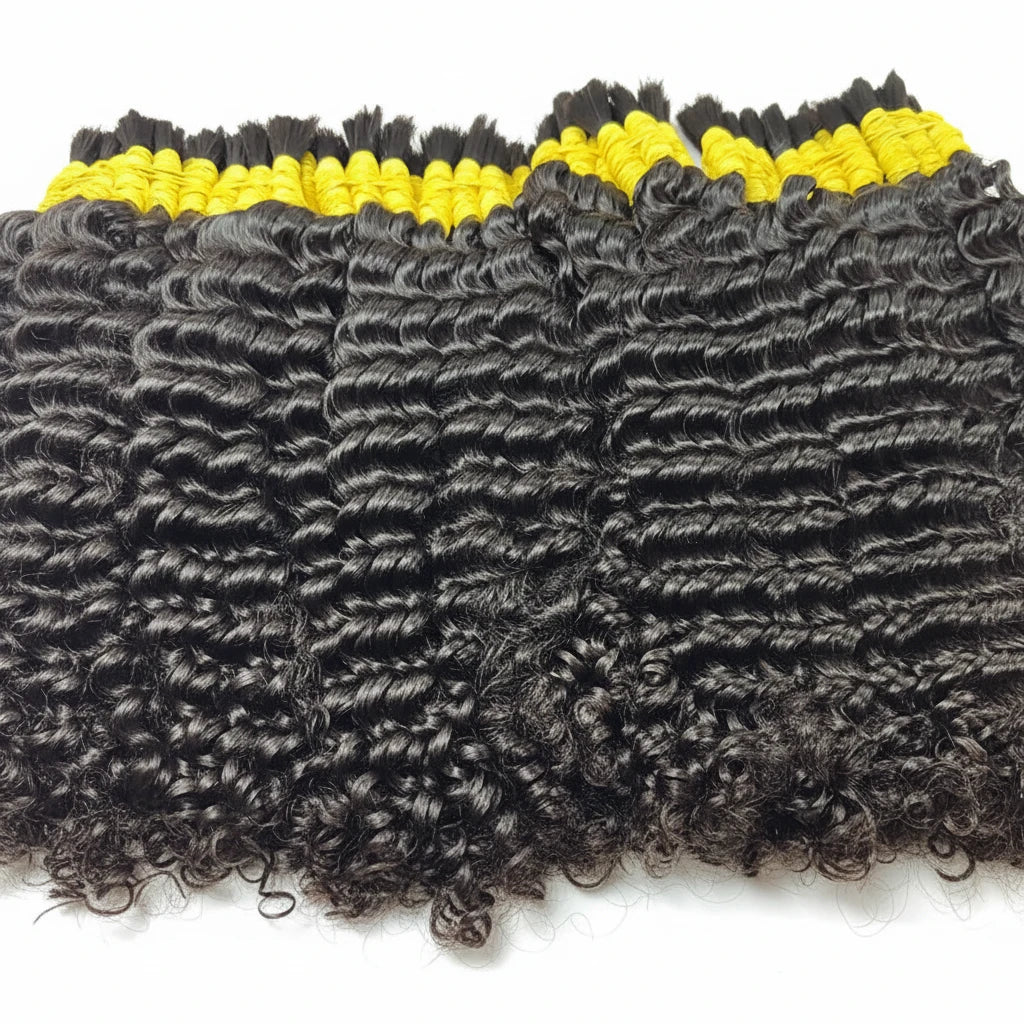 Extensions Cheveux Humains Indiens en Vrac – Deep Wave & Boucles pour Tresses